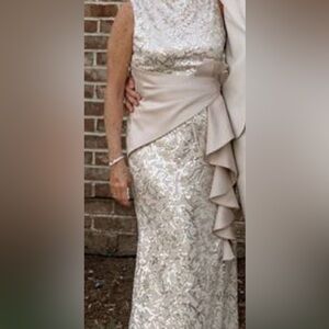 Eliza J Gold Asymmetrical Ruched Cocktail Dress